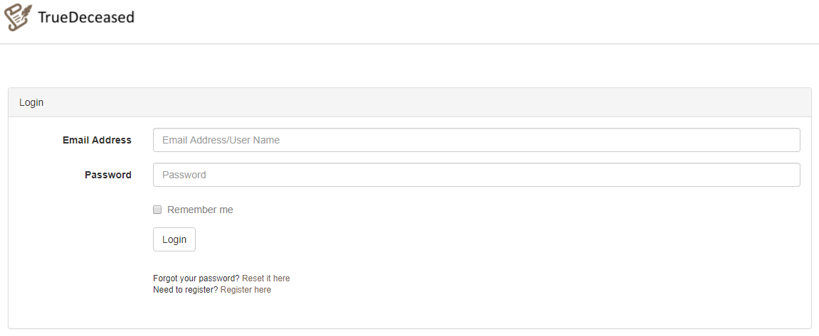 truedeceased login